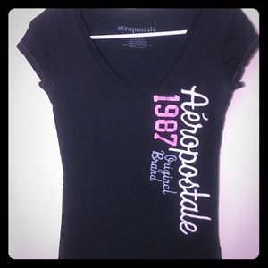 Black V-Neck Aeropostale T-Shirt
